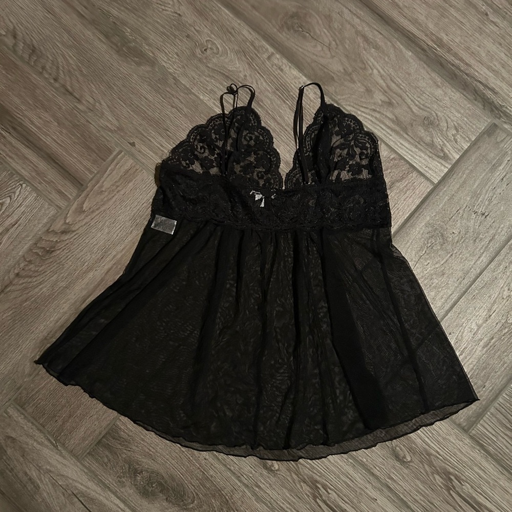 In Bloom by Jonquil | Juliet Chiffon & Lace Pajama Top in Black